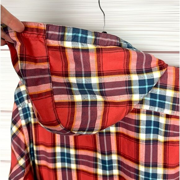 Brooks Brothers Red Fleece Hooded
Button Down Shirt Cotton Flannel Red Plaid M - Picture 9 of 13